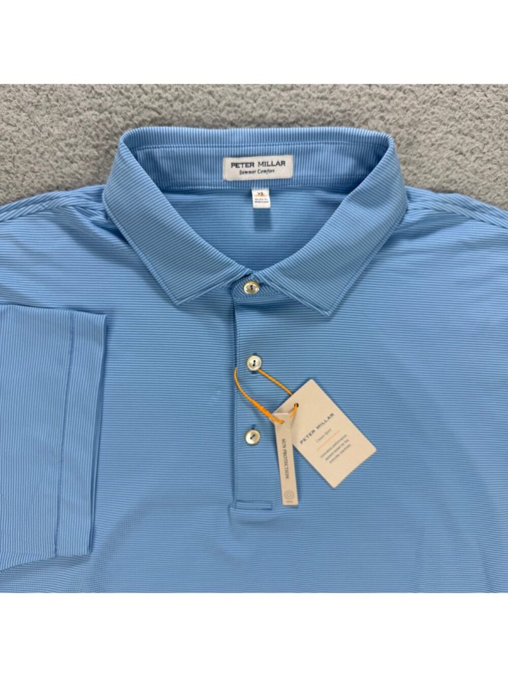 Peter Millar Polo Shirt Mens Extra Large Blue Stripe Jubilee Performance Jersey